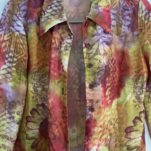 VINTAGE 1990s Express sheer blouse small super cosmic - Picture 3 of 8